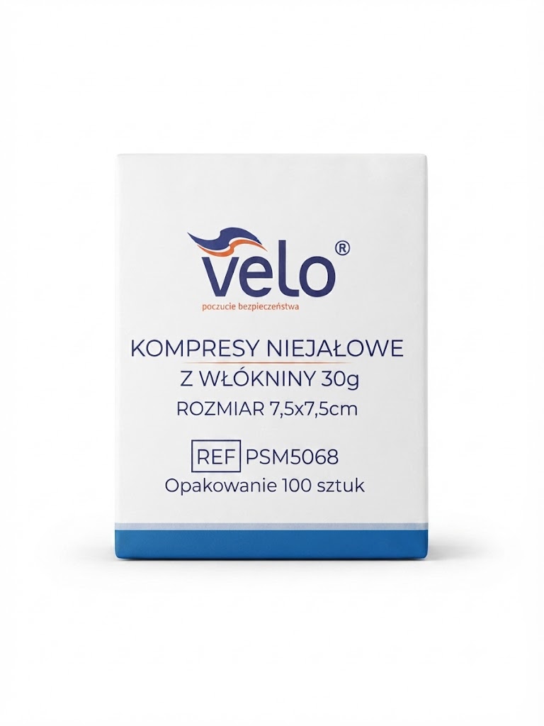 Kompresy niejałowe VELO z włókniny 30g rozmiar 7,5 x 7,5 cm x 100 szt